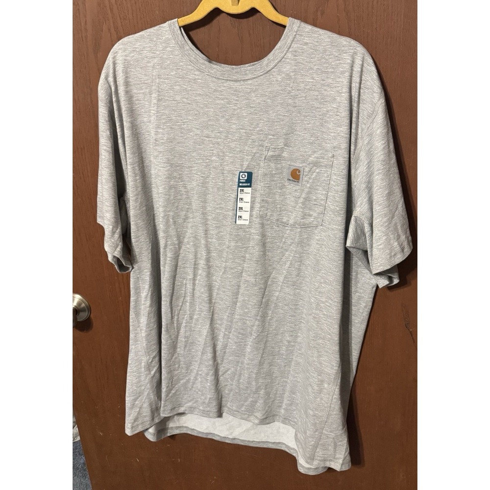 Carhartt Force T-Shirt Heather Gray Relaxed Fit Short Sleeve Pocket Sz 2XL GTb13